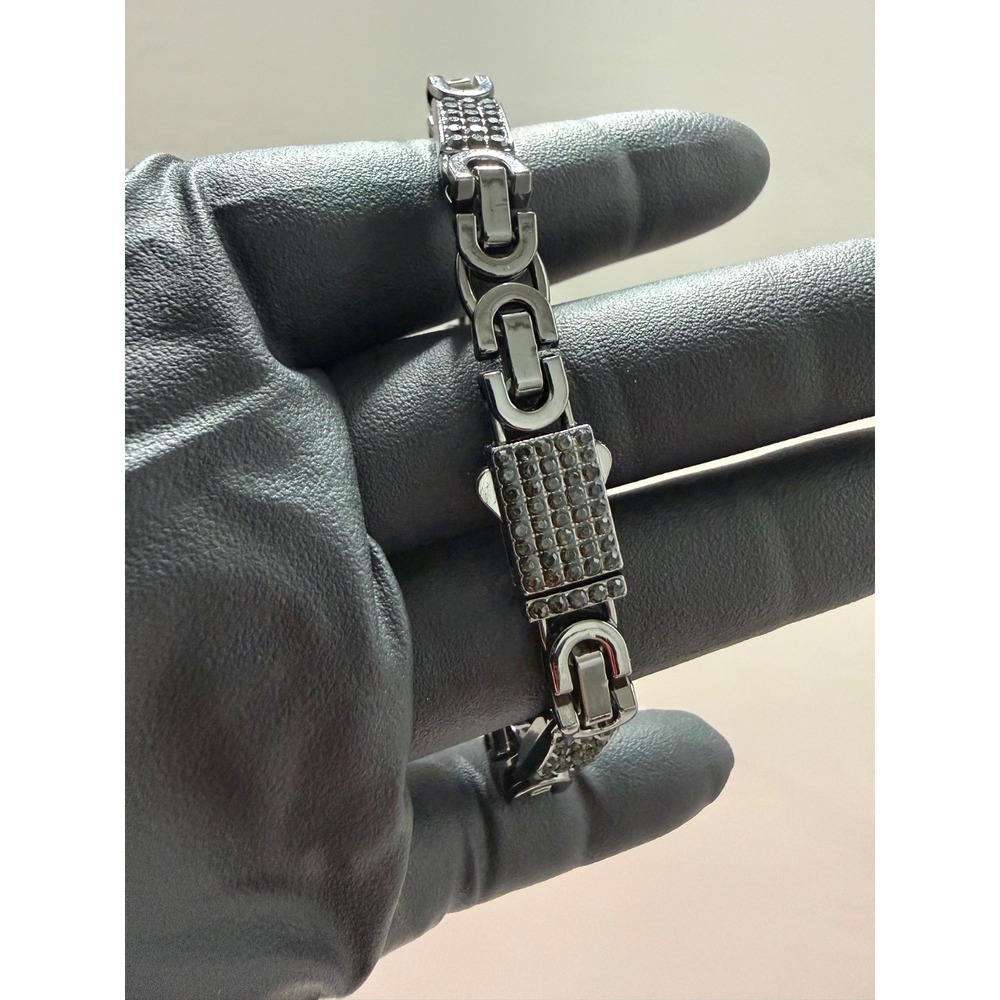 black iced out bracelet 8 inch 8mm box lock vvscz stones